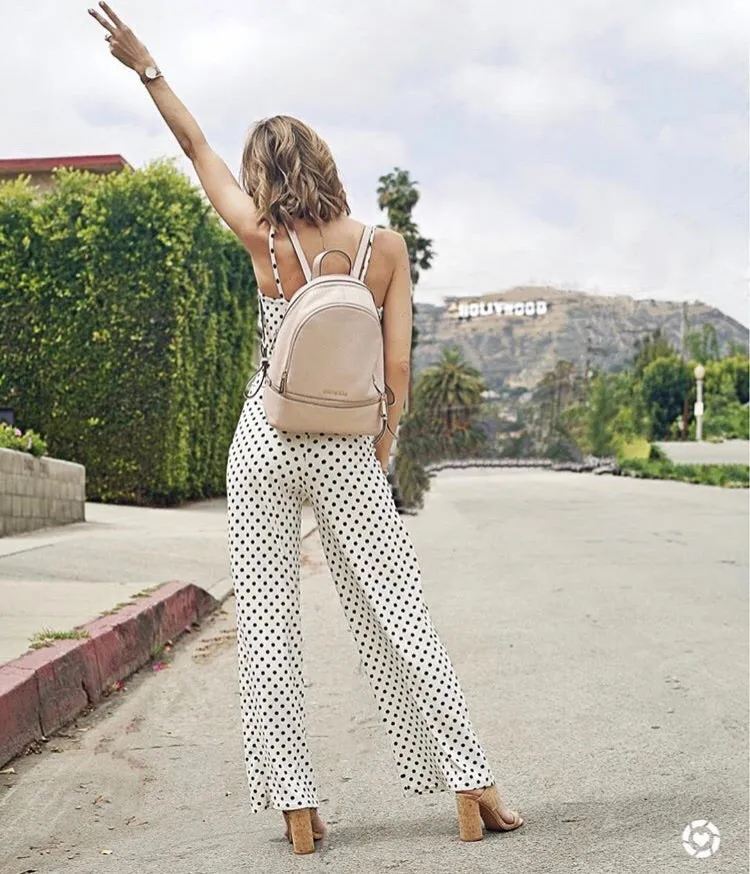 Caution to the Wind Polka Dot Super Soft Tie Front Jumpsuit- Size S