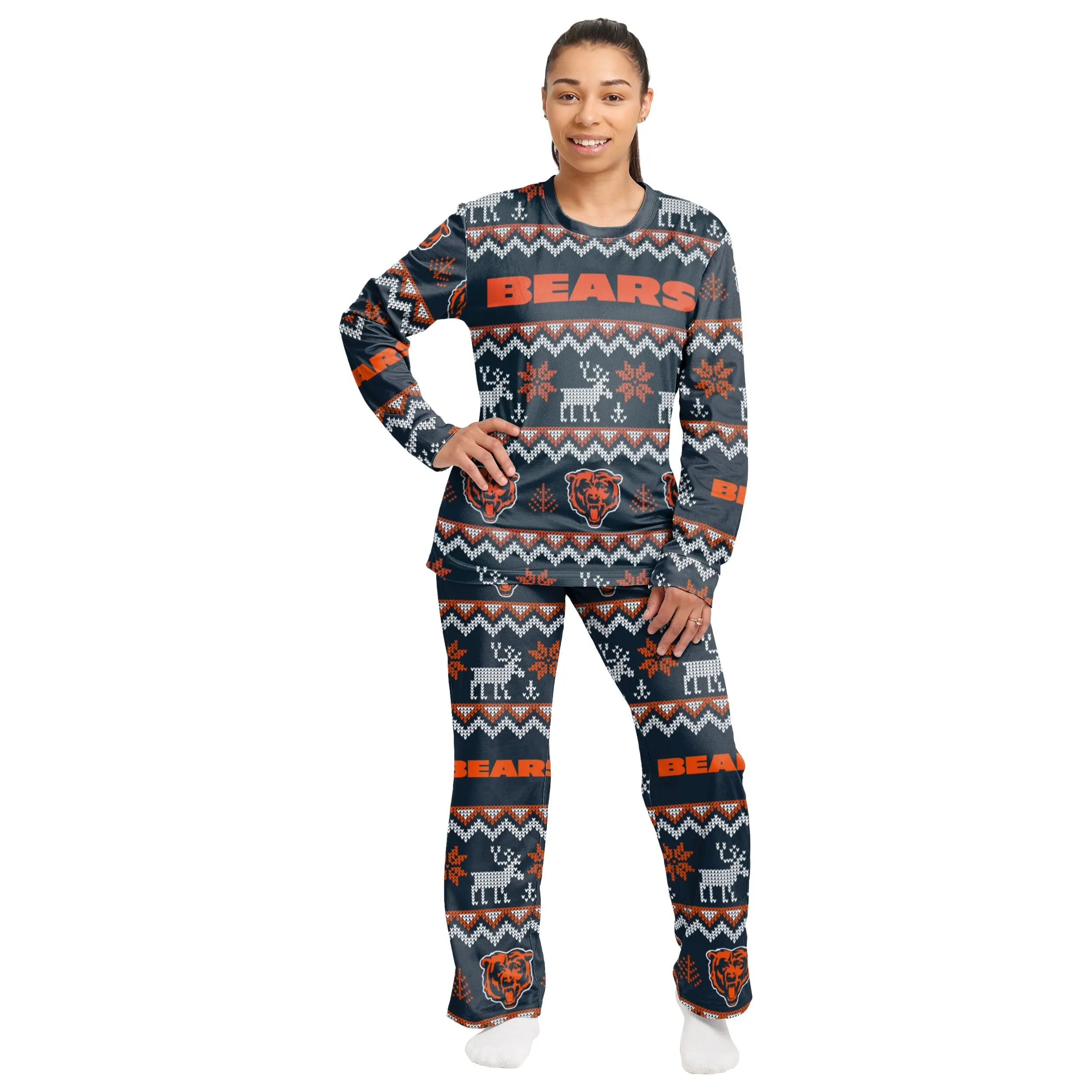 Chicago Bears NFL Ugly Pattern Family Holiday Pajamas