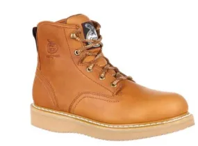 Georgia Men's Light Brown Leather Steel Toe Lace-Up 6" Work Boots G6342