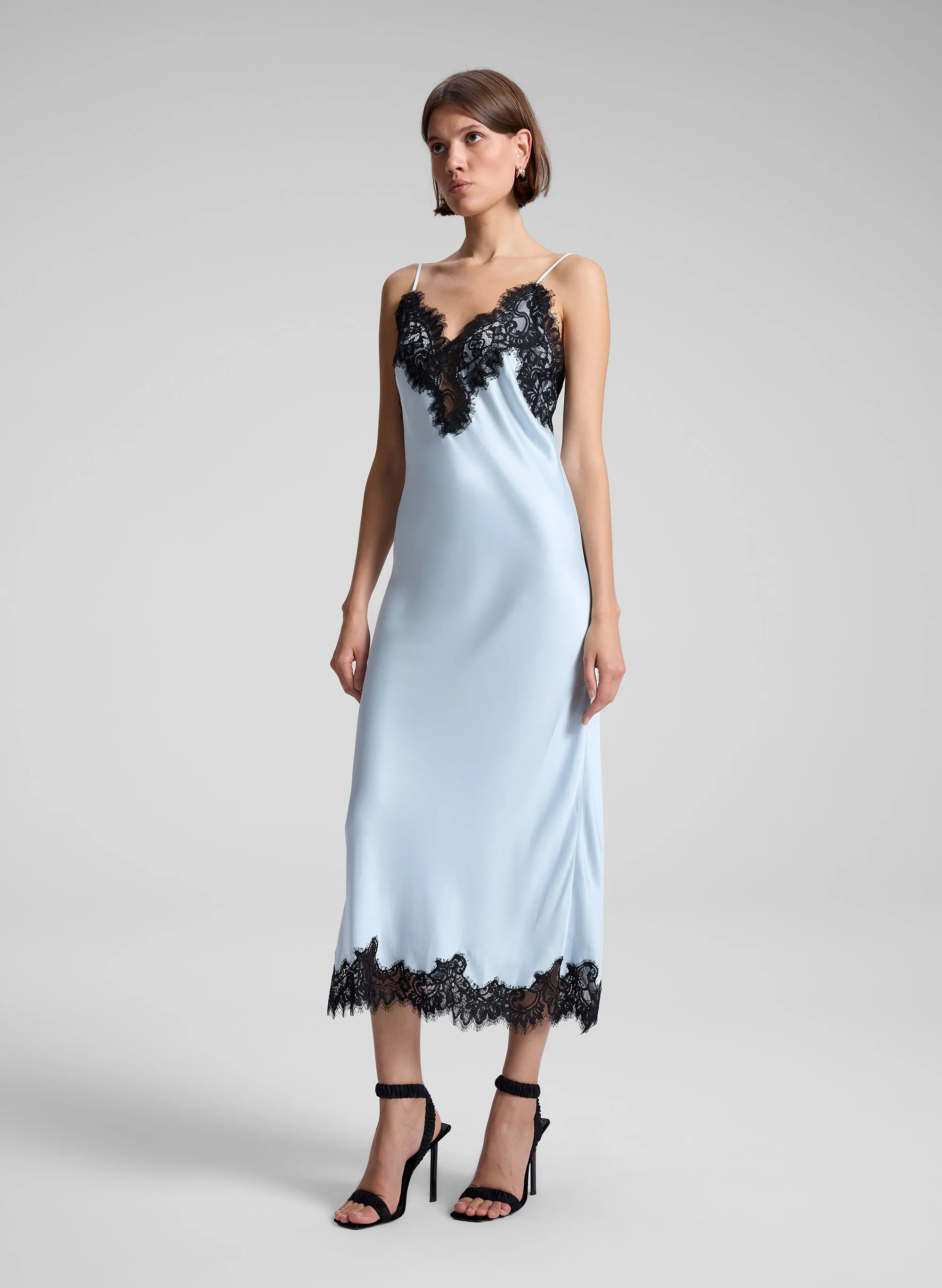 Lennon Satin and Lace Midi Dress