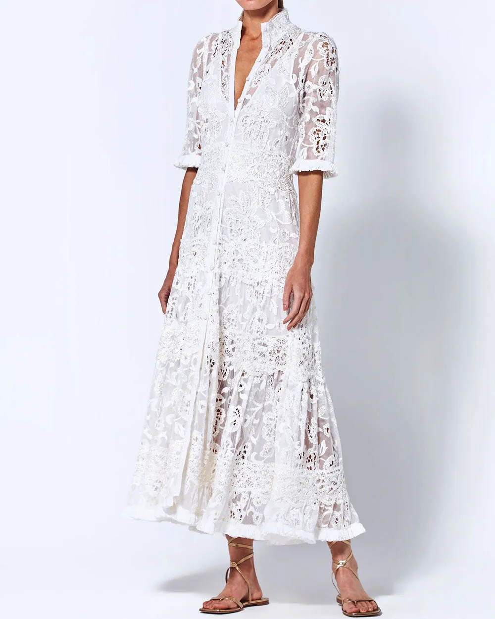 Porcelain Lace Maxime Midi Dress