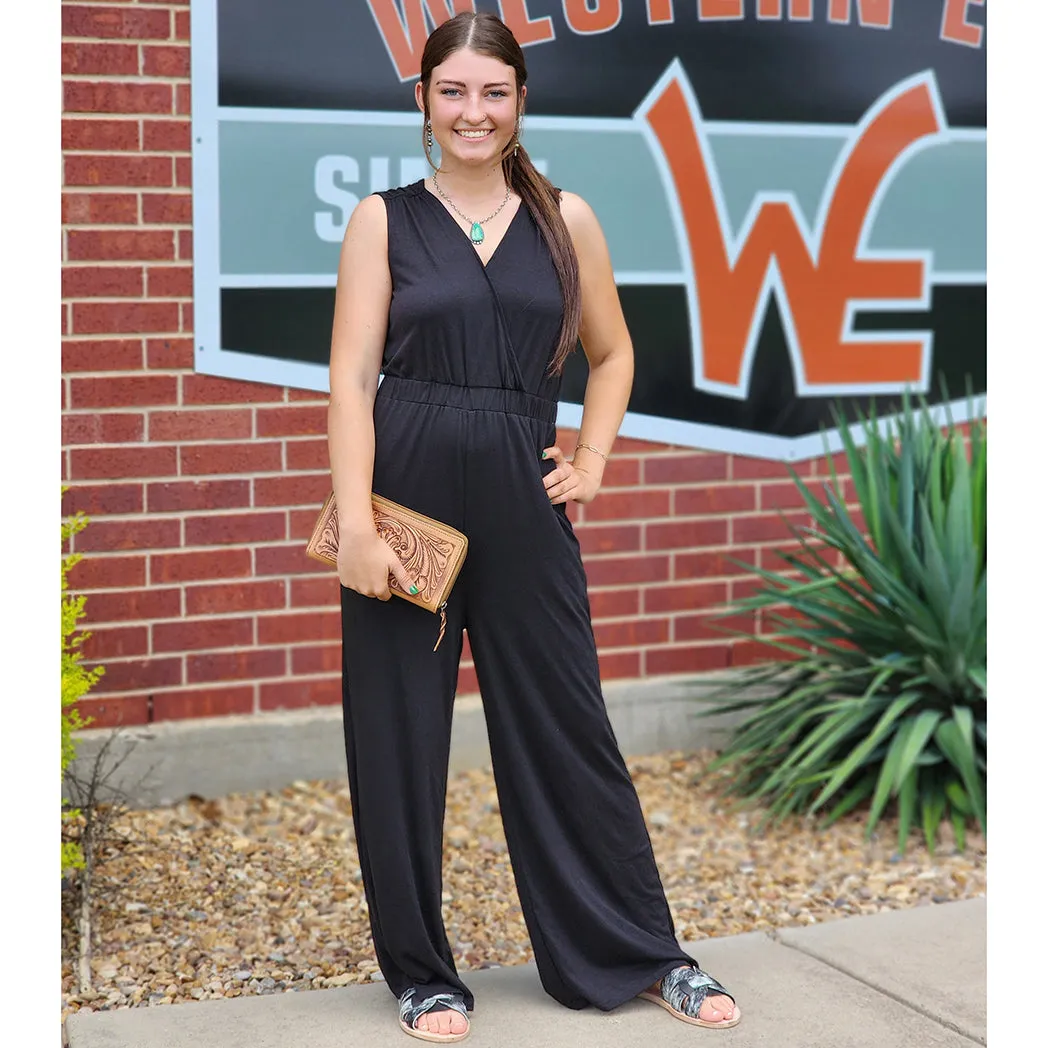 Women's Black V Jumpsuit
